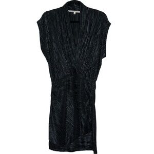 RACHEL ROY Black, Shiny, Crinkle-Pleat Sleeveless Sheath Dress | Size: Medium